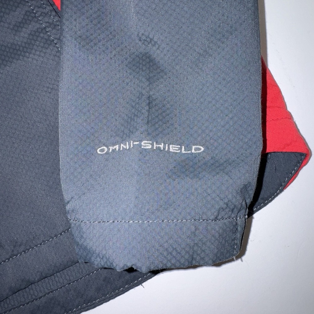 Columbia Omni-Shield Hooded Full Zip Jacket Youth XS Gray/Red Colorblock - Picture 7 of 8